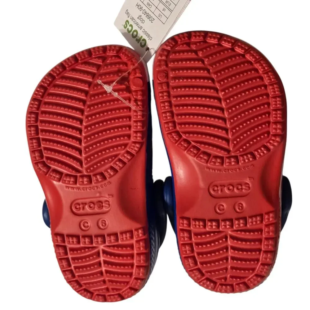 Crocs Classic Clogs American Flag Patriotic size C6 C-6 Toddler New with Tags
